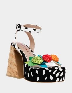 SPRITE BLACK/WHITE -Betsey Johnson BETSEYJOHNSON SANDALS SPRITEBLK WHTMULTI