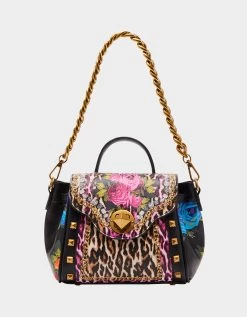 LEOPARD FLORAL SATCHEL MULTI