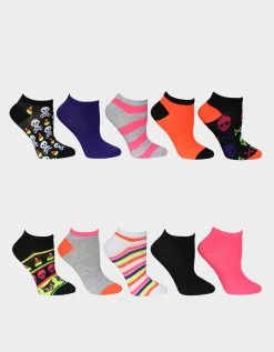 NEON SKULLS LOW CUT 10 PACK BLACK MULTI