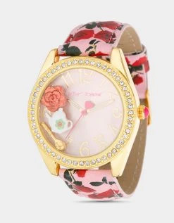 BETSEY TIME FLOATING TEA WATCH PINK MULTI