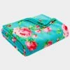 BETSEYS BOUQUET DAY AQUA THROW BLANKET MULTI -Betsey Johnson BOUQUET DAY THROW OPEN TURQUOISE AQUA A