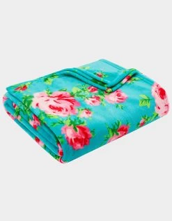 BETSEYS BOUQUET DAY AQUA THROW BLANKET MULTI