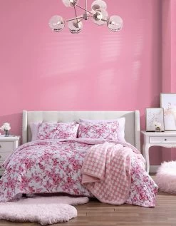 BETSEYS FLORAL VINEYARD TWIN QUILT SHAM SET PINK