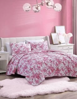BETSEYS FLORAL VINEYARD FULL QUEEN QUILT SHAM SET PINK -Betsey Johnson FLORAL VINEYARD QUILT SHAM SET OPEN MEDIUM PINK B 872cce32 8f94 48f6 955c 91344a94fb56