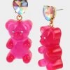 BETSEYS GUMMY BEAR DROP EARRINGS PINK -Betsey Johnson GUMMY BEAR DROP EARRINGS PINK