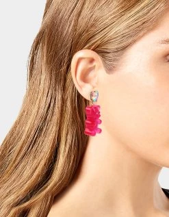 Betsey Johnson -Betsey Johnson GUMMY BEAR DROP EARRINGS PINK EAR