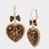 BETSEYS LEOPARD HEART DROP EARRINGS LEOPARD -Betsey Johnson LEAPING LEOPARDS DROP EARRINGS LEOPARD