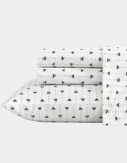 BETSEYS RIBBON PINSTRIPE WHITE TWIN SHEET SET MULTI